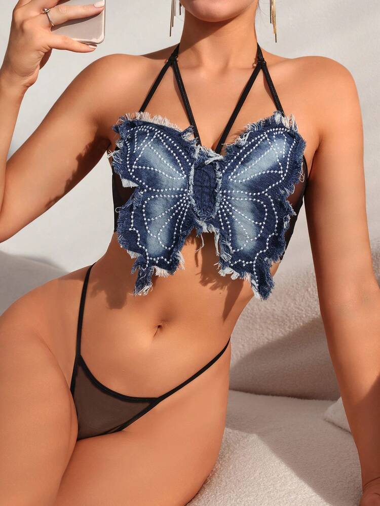 Women'S Sexy Lingerie Set With Butterfly Shape Design