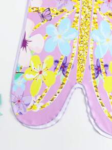 女童花卉印花連帽衫 - 粉色 - 查看 5