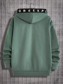 Manfinity VCAY Men's Plus Size Color Blocking Letter Panel Hoodie And Knitted Joggers Set, Casual Sportswear, For Fall Winter - Multicolor - View 3