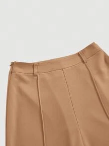 SHEIN MOD Ladies' Single-Breasted Vest And Trousers Set Khaki Color