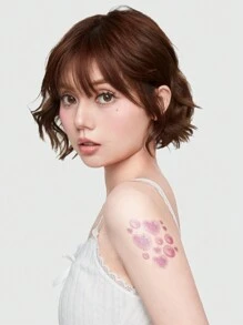 ROMWE Kawaii 6 Piezas De Adorables Tatuajes Temporales Para El Cuerpo Con Estrellas, Corazones Y Burbujas - Multicolor - Ver 2