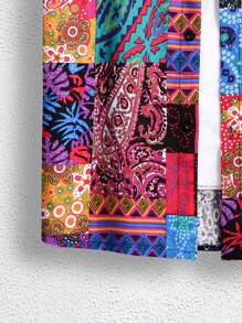 Manfinity RSRT Men'S Printed Short Sleeve Shirt And Shorts Set , Graphic , Vacation , Husband , Colorful , Casual - Purple - View 3