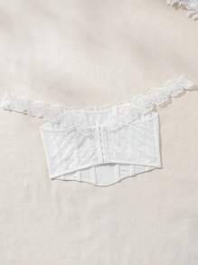 SHEIN Women's All-Season Lace Off Shoulder Basic Top For Layering - White - View 2