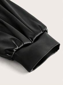 ROMWE PUNK Dress Ukuran Plus Tombol Depan Plain Anggun - Hitam - View 3