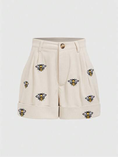 Fairycore Pantaloncini con ricamo di api da donna, per la scuola