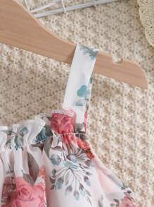 SHEIN 2pcs/Set Young Girl Floral Printed Cami Top And Pants Outfits