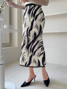 Dazy Designer Women's Full Printed Long Fish Tail Skirt Work Women Clothes Fall Skirts - Multicolor - View 7