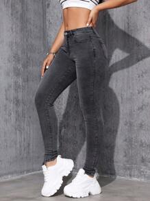 Jeanoix Slim Fit Jeans With Slanted Pockets Y2k