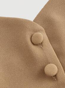 SHEIN MOD Ladies' Khaki Sleeveless Button Front Bustier Summer Top