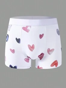 Men'S Heart Print Boxer Shorts - White - View 5