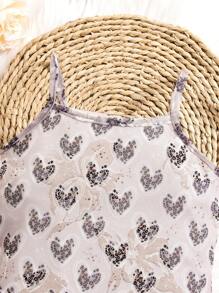 SHEIN 女嬰休閒愛心和豹紋細肩帶連衣裙，街頭風格，春夏款 - 彩色 - 查看 4