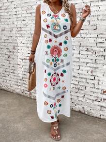 Breezaya Kích thước lớn Cổ chữ V In Đầm - Nhiều màu - Xem 4