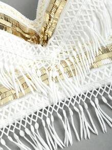 EgrlEra Áo tank top nữ phối ren lấp lánh kiểu Y2K - trắng - Xem 5