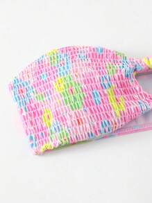 Swim Mod 夏季海滩女士花卉印花荷叶边泳装上衣，2 件/套，随机印花