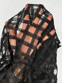 SHEIN Privé Camicia Velata Da Donna Con Scollo A V, Maniche A Volant E Design Prospettico
