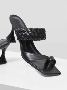MOTF PREMIUM Sandali Tacco Alto Quotidiani Con Tacco A Stiletto E Punta Quadrata, Versatili Per Donne - nero - Visualizzare 5