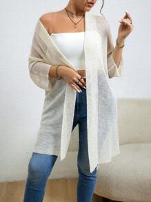 EMERY ROSE 1 Miếng Kích thước lớn Màu thuần Bùng nổ Áo len Mở - Màu be - Xem 3