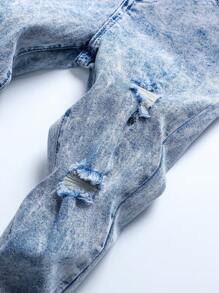 Young Boys' Jeans With Distressed Design And Elastic Material - Light Wash - View 5