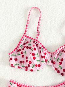 Swim Mod Conjunto de bikini con aros y estampado de cereza para la playa de verano. Ideal para regalar en San Valentín - Multicolor - Ver 6