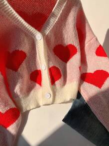 Comfortcana 女式心形图案开衫 - 白色 - 查看 5