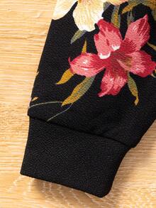 女童針織拼接净色厚針花肩身上衣,搭配針織厚針花長褲,兩件套裝 - 彩色 - 查看 6