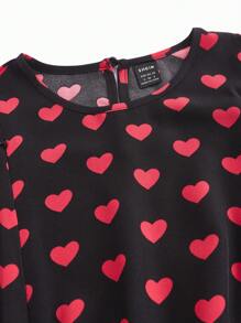 SHEIN Maternity Heart Print Nursing Dress - Red - View 11