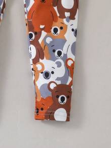 Young Boy Cartoon Bear Print 2pcs Snug Fit Sleepwear Set Matching Set - Multicolor - View 4