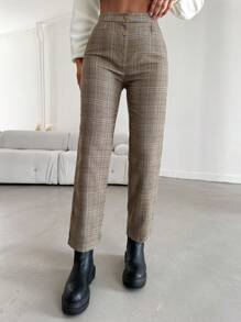 EURMUSE Pantalones Beige Para Mujer Con Diseño De Botones - Beis - Ver 1