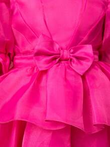 SHEIN Leap Crew Young Girls' Casual Ruffle Hem A-Line Dress - Hot Pink - View 5