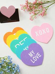 SHEIN Basic living 6入組情人節毛氈愛心杯墊,情人節裝飾襯墊,情人節心型木質飾品掛件家居裝飾配件婚禮裝飾用品 - 彩色 - 查看 4