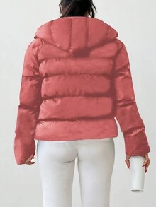 EURMUSE Women's Hooded Puffer Coat Padded Jacket - Baby Pink - View 2