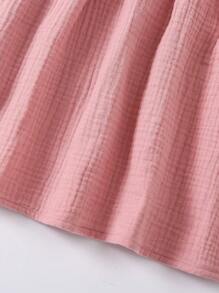 SHEIN 夏季年轻女孩格纹印花钩针细节两件套吊带连衣裙套装 - 彩色 - 查看 3