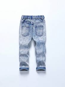Young Boys' Jeans With Distressed Design And Elastic Material - Light Wash - View 2
