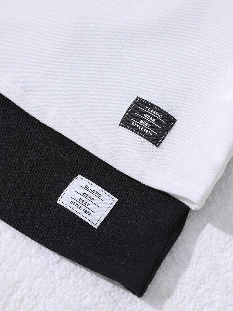 Boys' Polo Shirt With Color Block Buttons And Weave Trim Decoration