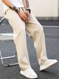 Manfinity Homme Pantalones rectos de unicolor para hombres, pantalones largos lisos y entallados para trabajo, para regalos de esposo o novio, para otoño