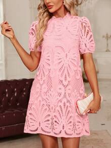 SHEIN Clasi Women's Pink Lace Dress - Pink - View 1