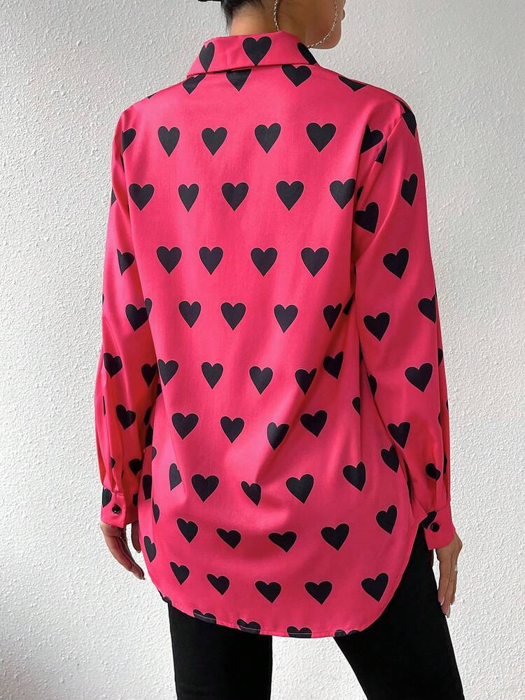 Women's Heart Print Shirt Fall Cloth For Women