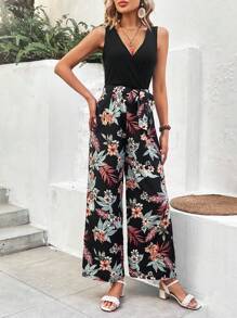 SHEIN Frenchy 女士無袖植物印花連體褲 - 彩色 - 查看 6