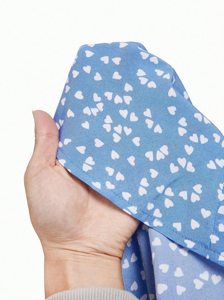 SHEIN 孕婦愛印花裹身領帶連身裙 - 藍色 - 查看 9