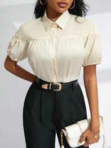 Aveloria Blusa Feminina Bolha Manga Curta