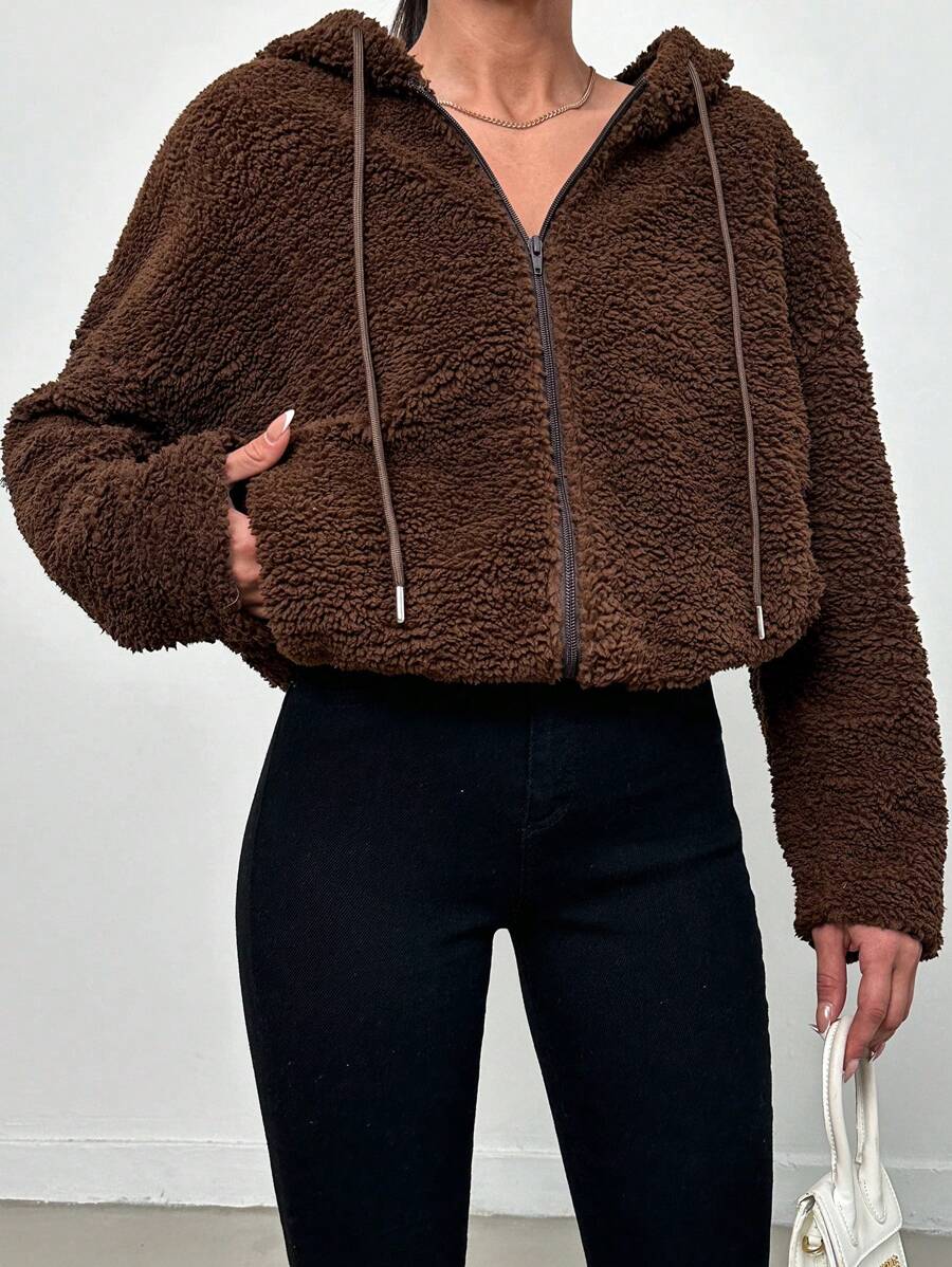 EURMUSE Chaquéta Sencilla De Color Sólido Para Mujer - Marrón - Ver 1