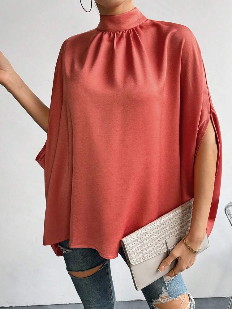 Women's Solid Color Batwing Sleeve Shirt