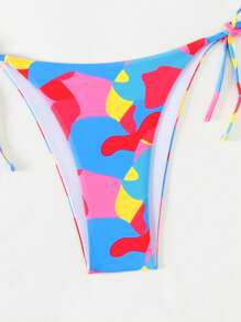 SHEIN Swim Full Print Side Tie Bikini Bottom Carnival Summer - Multicolor - View 4