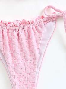 Swim Mod Women's Solid Color Textured Swimwear Set Summer - Pink - View 4