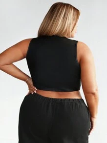 SHEIN CURVE+ Plus Size Tie Dye Crop Top - Multicolor - View 2