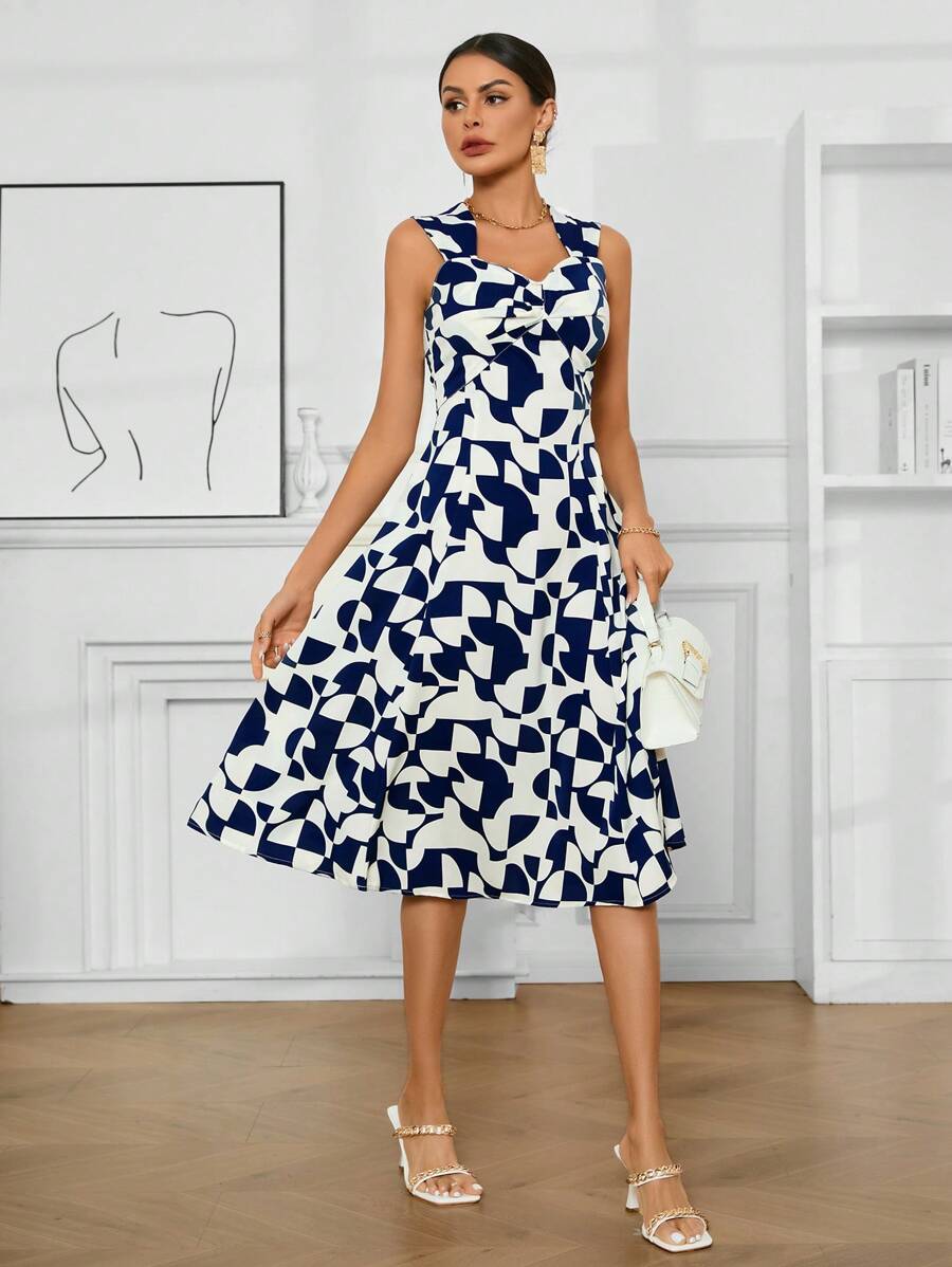 GENKIRA Vestido Sin Mangas Con Estampado Aleatorio - Multicolor - Ver 1
