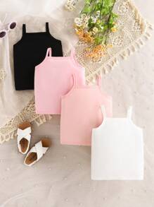 SHEIN 5 st/set bekväma och minimalistiska linnen för babyflickor, vår/sommar - Multifärgad - Visa 3