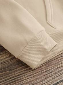 INAWLY Plus Size Women'S Hooded Sweatshirt With Letter Print - Apricot - View 3