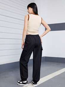 狗狗印花束口褶邊背心和翻蓋口袋貨褲 - 彩色 - 查看 2