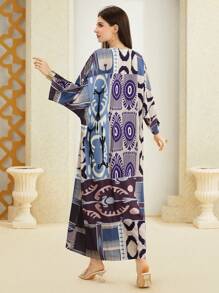 Al Najma Random Print Batwing Sleeve Dress - Multicolor - View 2